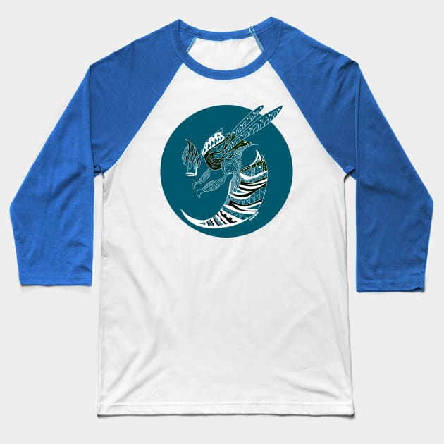 blue storm mayan bee ecopop Baseball T-Shirt by jorge_lebeau